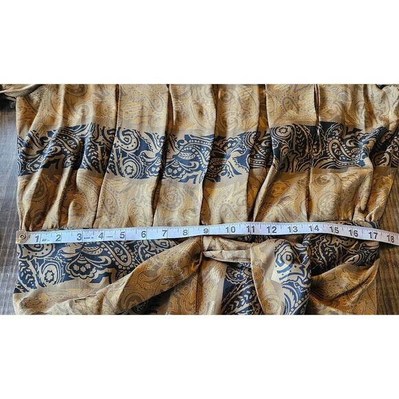 Vintage Francesca of Damon Dress Womens Size 14 Silk Gold Black Pleated Tie 80s - Picture 10 of 11